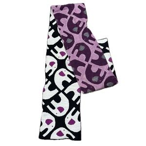 🐘TARNISH x Nordstrom Reversible Knit Scarf | Black Pink Abstract Elephant Print